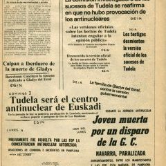 Gladys Del Estal hil ostean argitaratutako artikuloak eta hilketa eguneko bat Tuterako deialdiaren inguruan.